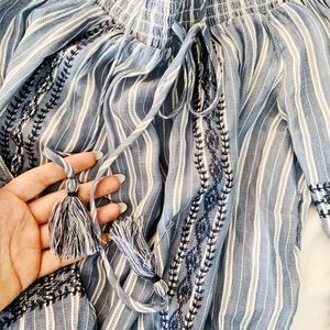 Blue on the shoulder blouse